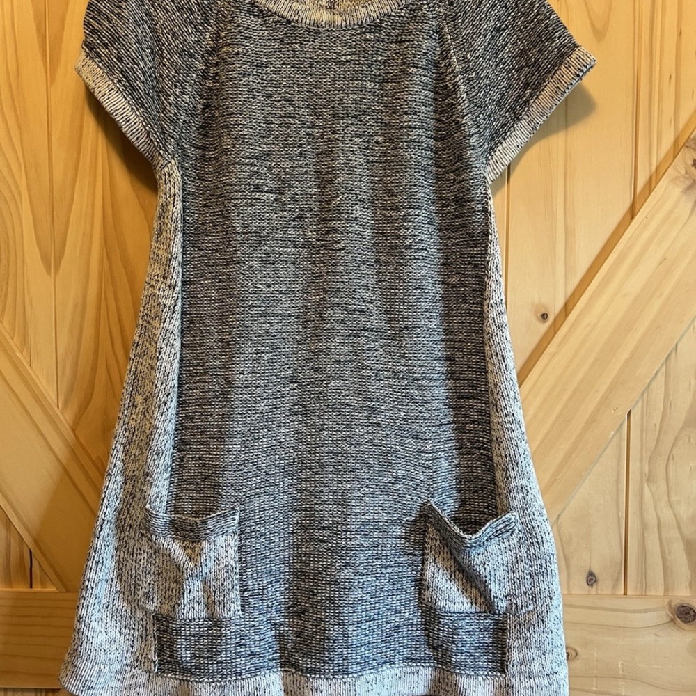 Style & Co. Gray Raglan Mini Dress Casual Crew Neck With Pockets